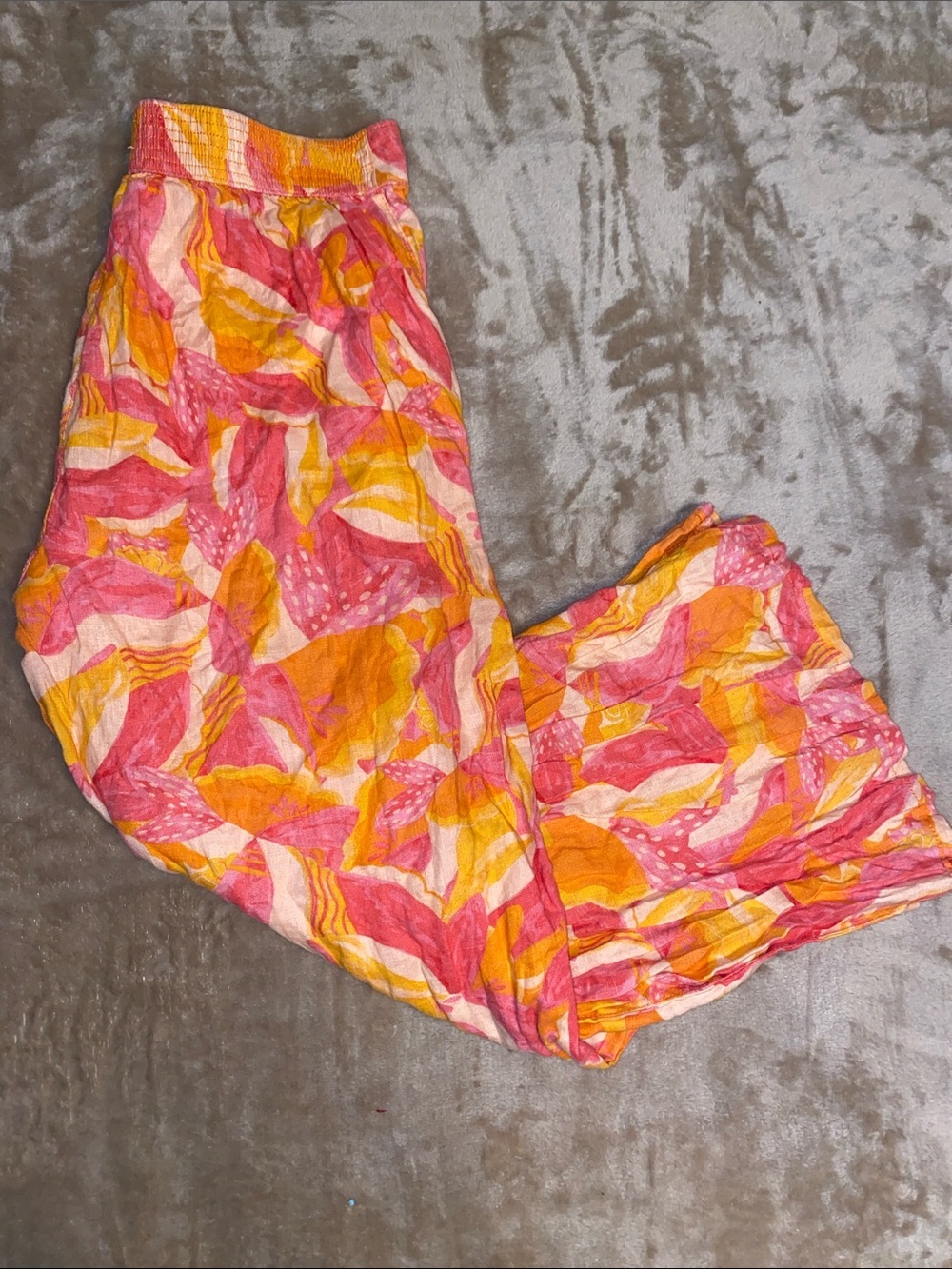 Cynthia Rowley Linen Pink Orange Yellow Floral Print Pants with pockets